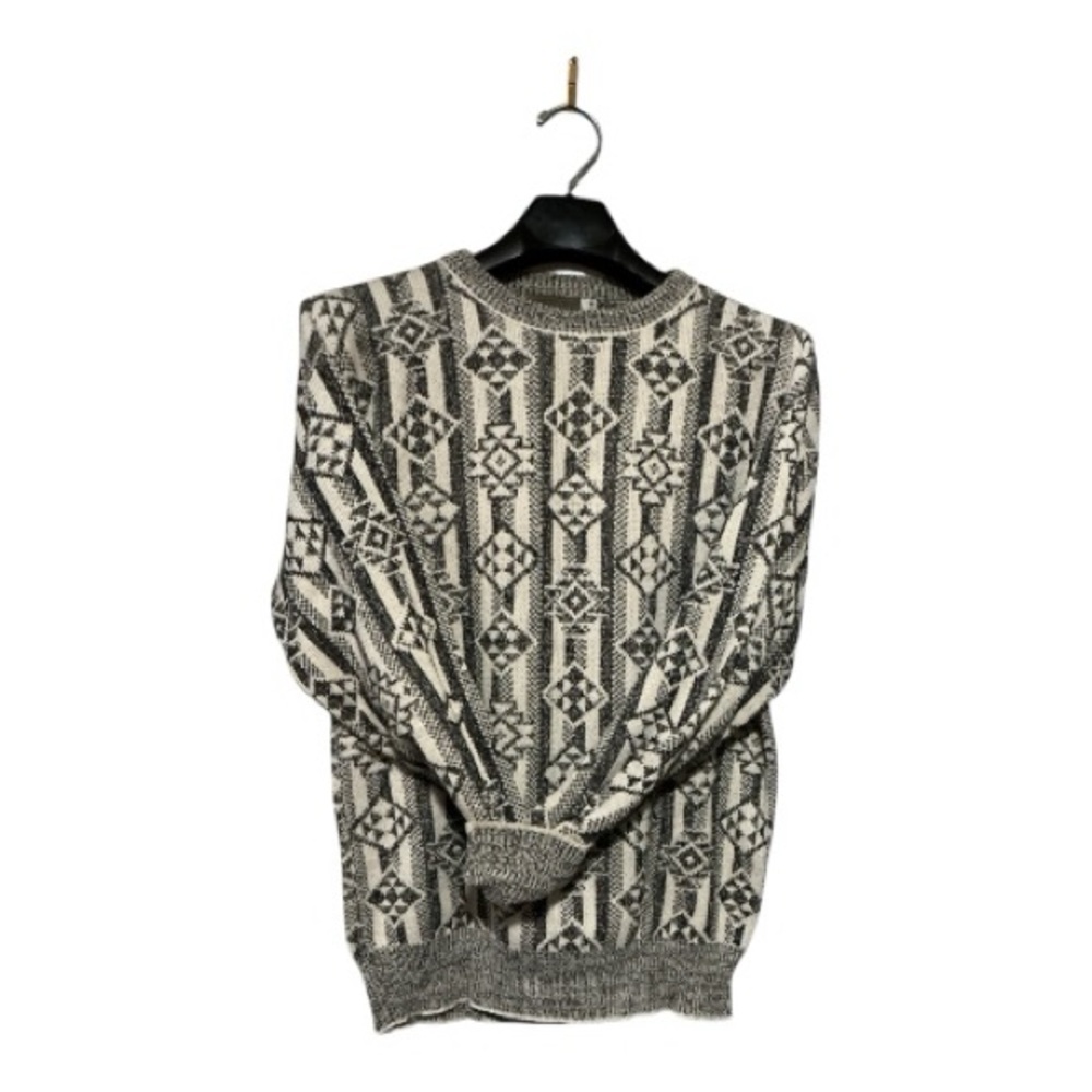 Vintage Chunky Patterned Crewneck Sweater - 100% Cotton